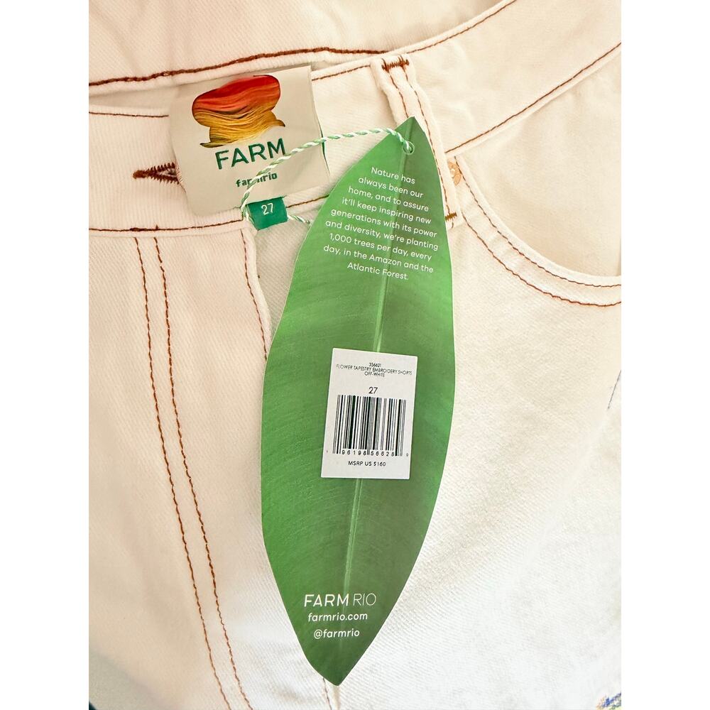 Farm Rio Off-White Flower Tapestry Embroidered Shorts NWT 27 - Picture 6 of 6